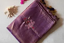 Kopal || Handloom Tissue Linen Embroidered Saree
