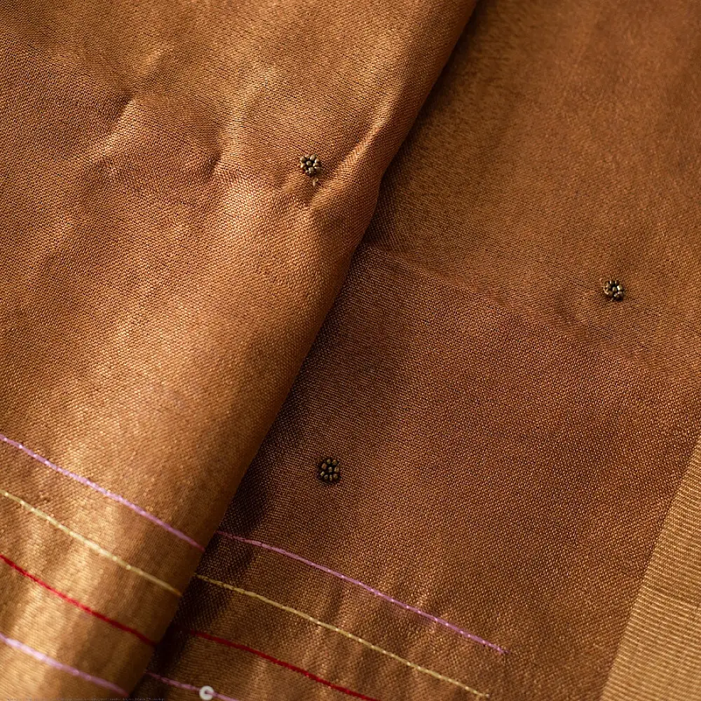 shop Handloom Linen Embroidered Saree