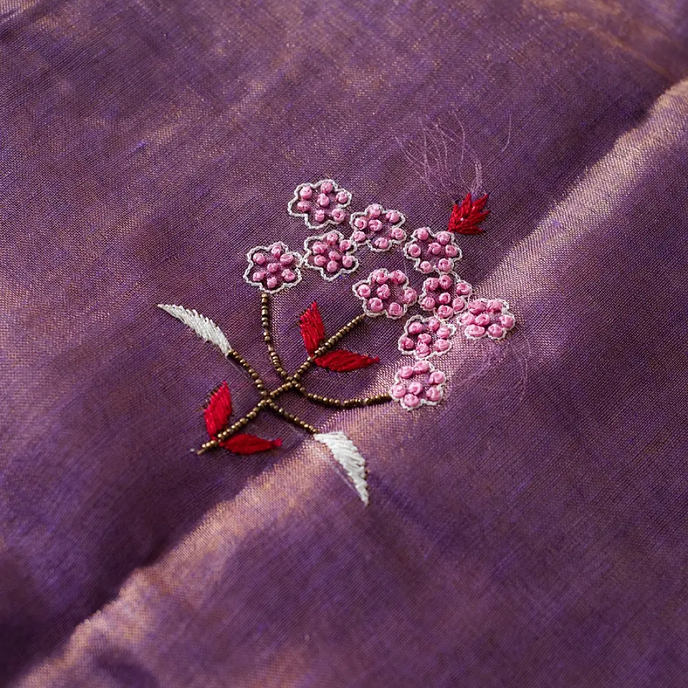 shop Handloom Linen Embroidered Saree