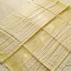 Kopal ❅ Handloom Linen Embroidered Saree - Light Yellow 