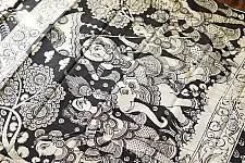 Kopal | Handmade ~ Kalamkari Silk Saree - Lotus