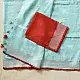 shop Handloom Linen Embroidered Saree - Sky Blue