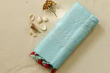 Kopal ❅ Handloom Linen Embroidered Saree - Sky Blue 