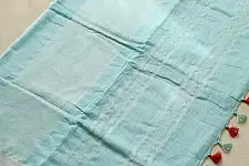 Kopal ❅ Handloom Linen Embroidered Saree - Sky Blue 