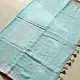 shop Handloom Linen Embroidered Saree - Sky Blue
