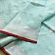 shop Handloom Linen Embroidered Saree - Sky Blue