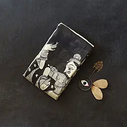 Kopal | Handmade ~ Kalamkari Silk Saree - Nandi