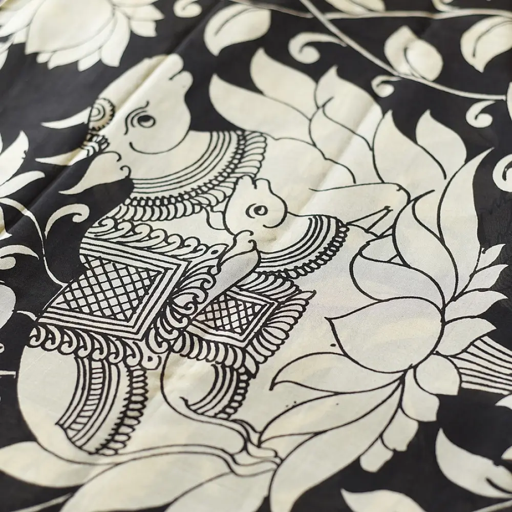 shop Handmade ~ Kalamkari Silk Saree - Nandi