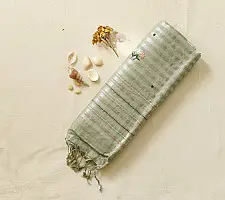 Kopal ❅ Handloom Linen Embroidered Saree - Light Green