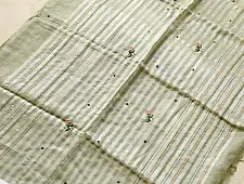 Kopal ❅ Handloom Linen Embroidered Saree - Light Green