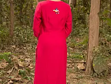 Advaya . अद्वया | Hand Embroidered Chanderi Kurta Set With Contrast Organza Dupatta