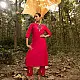 shop Hand Embroidered Chanderi Kurta Set With Contrast Organza Dupatta