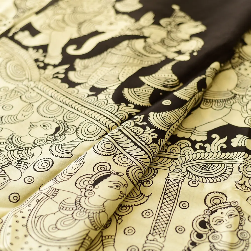 shop Handmade ~ Kalamkari Silk Saree - Shiv Barat