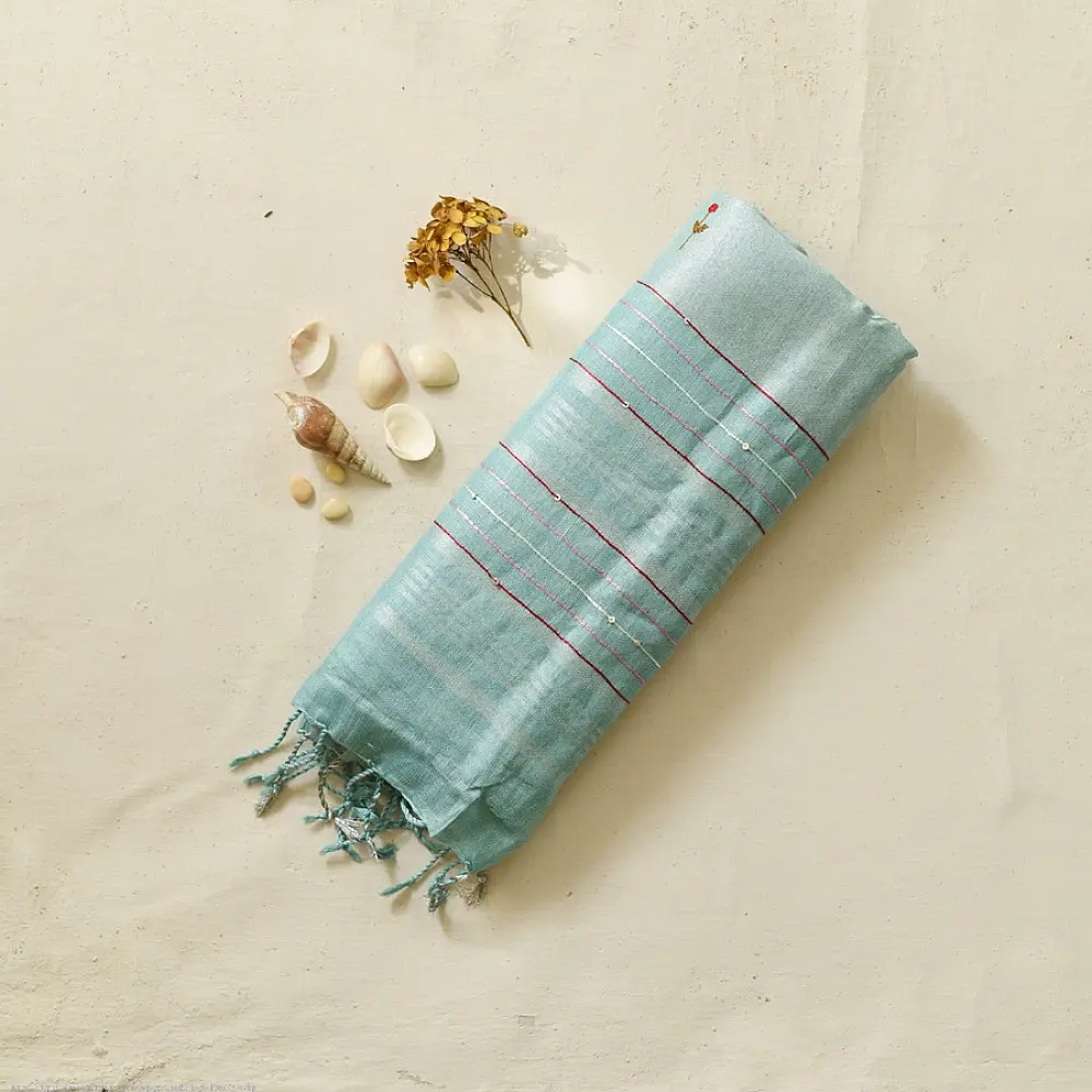 shop Handloom Linen - Embroidered Saree