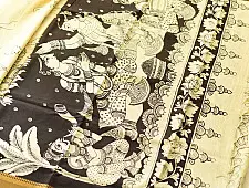 Kopal | Handmade ~ Kalamkari Silk Saree - Peacock Motif