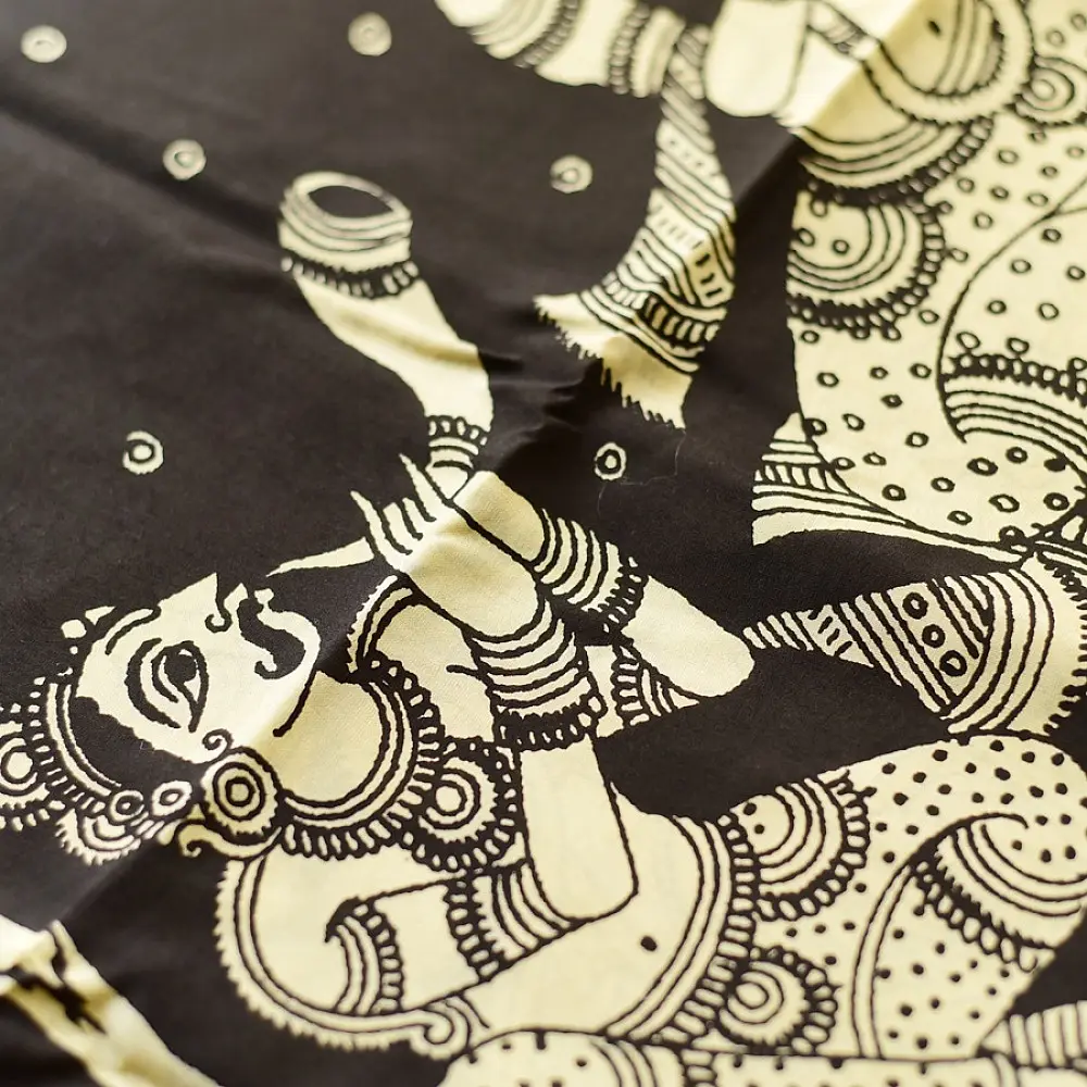 shop Handmade ~ Kalamkari Silk Saree - Peacock Motif