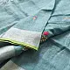 handloom pure linen sea green saree with striped palla subtle grid pattern delicate hand embroidery and tasselled pallu