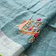 handloom pure linen sea green saree with striped palla subtle grid pattern delicate hand embroidery and tasselled pallu
