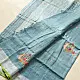 handloom pure linen sea green saree with striped palla subtle grid pattern delicate hand embroidery and tasselled pallu