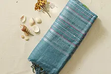 Kopal ❅ Handloom Linen Embroidered Saree