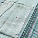 handloom pure linen sea green saree with striped palla subtle grid pattern delicate hand embroidery and tasselled pallu