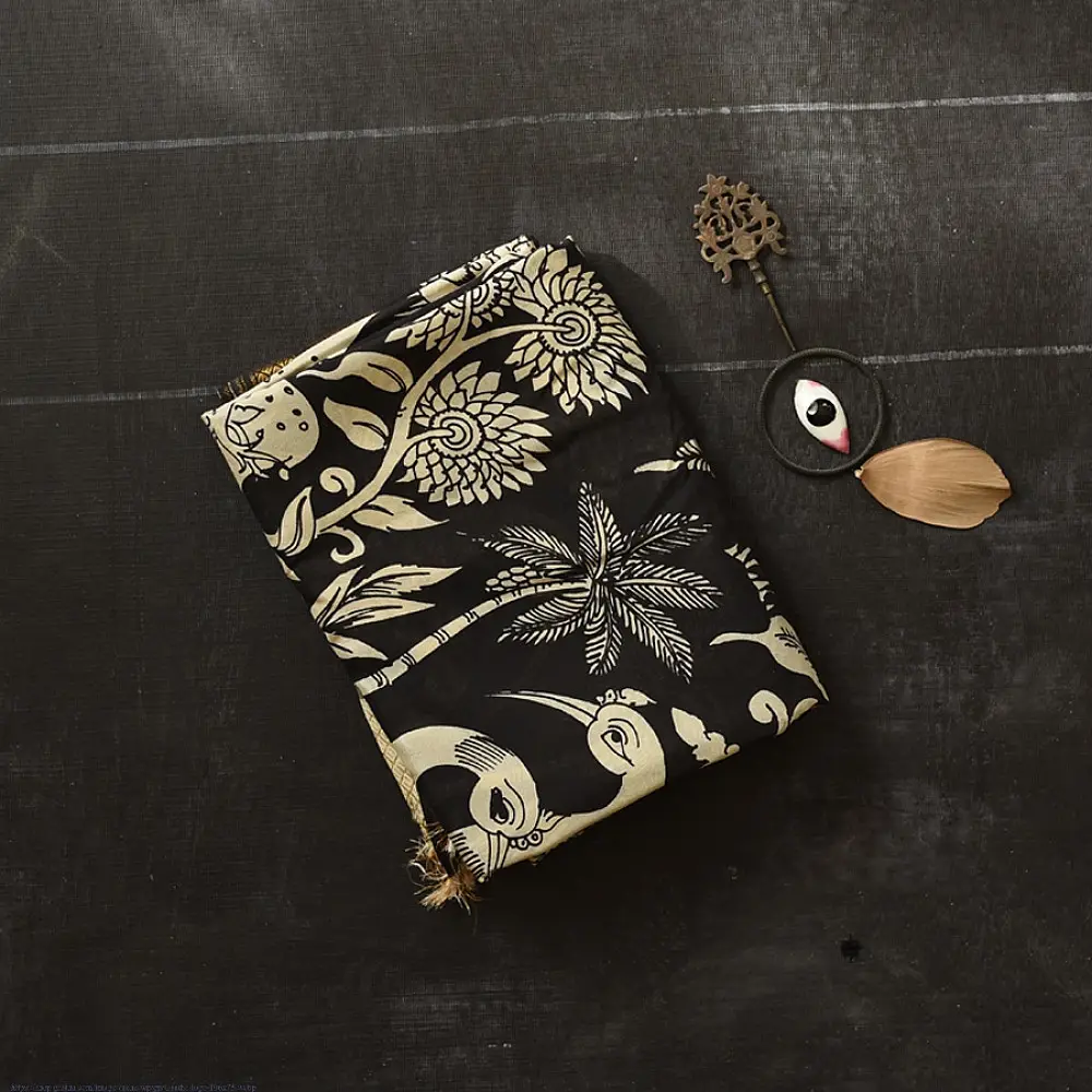 shop Handmade ~ Kalamkari Silk Saree -Radha Krishna Pallu Motif