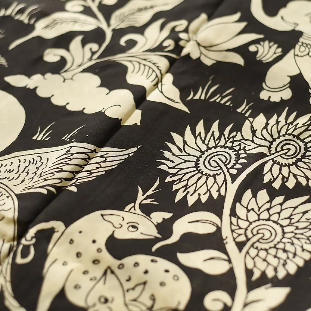 shop Handmade ~ Kalamkari Silk Saree -Radha Krishna Pallu Motif