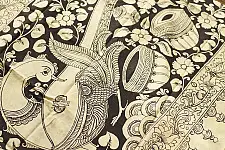 Kopal | Handmade ~ Kalamkari Silk Saree - Black & White