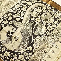 Kopal | Handmade ~ Kalamkari Silk Saree - Black & White