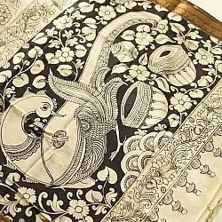 Kopal | Handmade ~ Kalamkari Silk Saree - Black & White