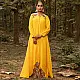 shop Embroidered Chanderi - Yellow Asymmetrical Tunic Set (Set of 2)