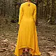 shop Embroidered Chanderi - Yellow Asymmetrical Tunic Set (Set of 2)