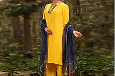 Advaya . अद्वया | Hand Embroidered Chanderi Silk Kurta Set with Organza Dupatta (Set of 3)