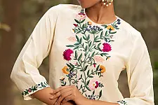 Advaya . अद्वया | Hand Embroidered Chanderi Kurta Set with Contrast Organza Dupatta (Set of 3)