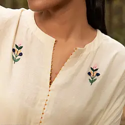 Advaya . अद्वया | Hand Embroidered Chanderi Kaftan with Pant (Set of 2)