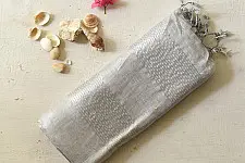 Kopal ~ Linen Saree - Bead Hand Embroidered 