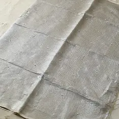 Kopal ~ Linen Saree - Hand Embroidered - Silvery White