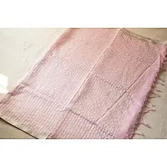 Kopal ✲ Handloom Linen Saree - Hand Embroidered - Baby Pink Color