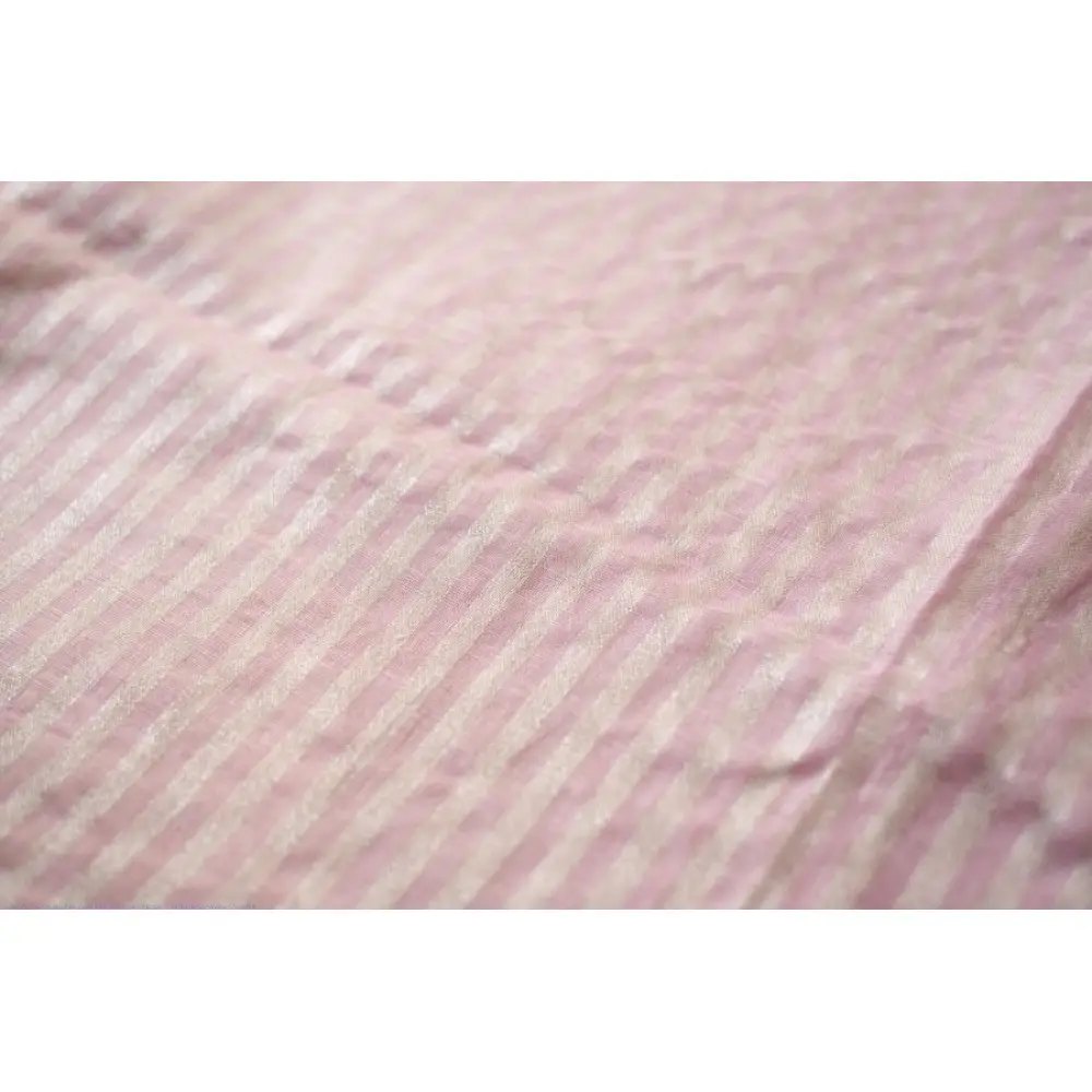 shop Handloom Linen Saree - Hand Embroidered  - Baby Pink Color