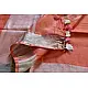 handloom linen peach color saree