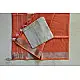 handloom linen peach color saree