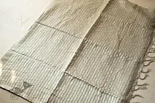 Kopal ✲ Handloom Linen Saree - Hand Embroidered - Light Pista Green