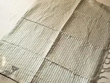 Kopal ✲ Handloom Linen Saree - Hand Embroidered - Light Pista Green