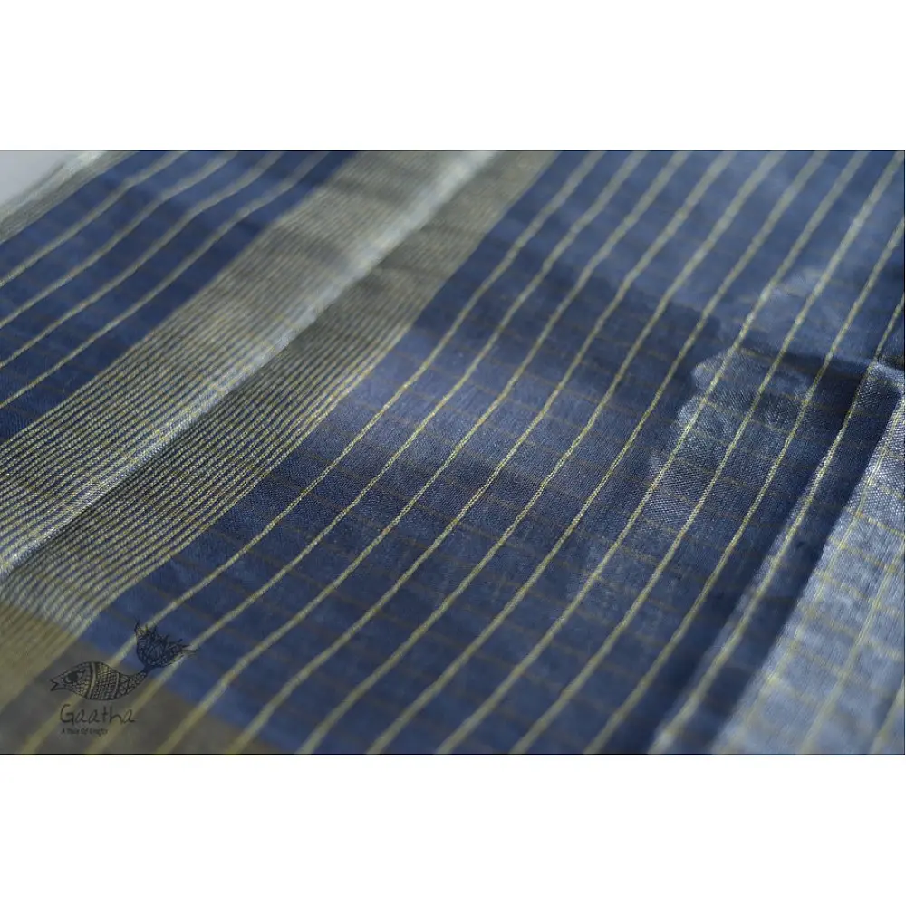 Tissue linen handloom grey saree