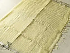 Kopal ✯ Handloom Tissue Linen Light Yellow Saree - Hand Embroidered