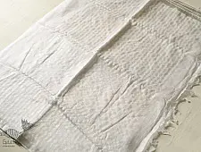 Kopal ✯ Handloom Tissue Linen White Saree - Hand Embroidery