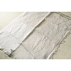 Kopal ✯ Handloom Tissue Linen White Saree - Hand Embroidery