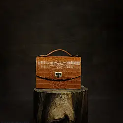 रिक्त . Rikt | Leather ~ Box Sling - Light Tan