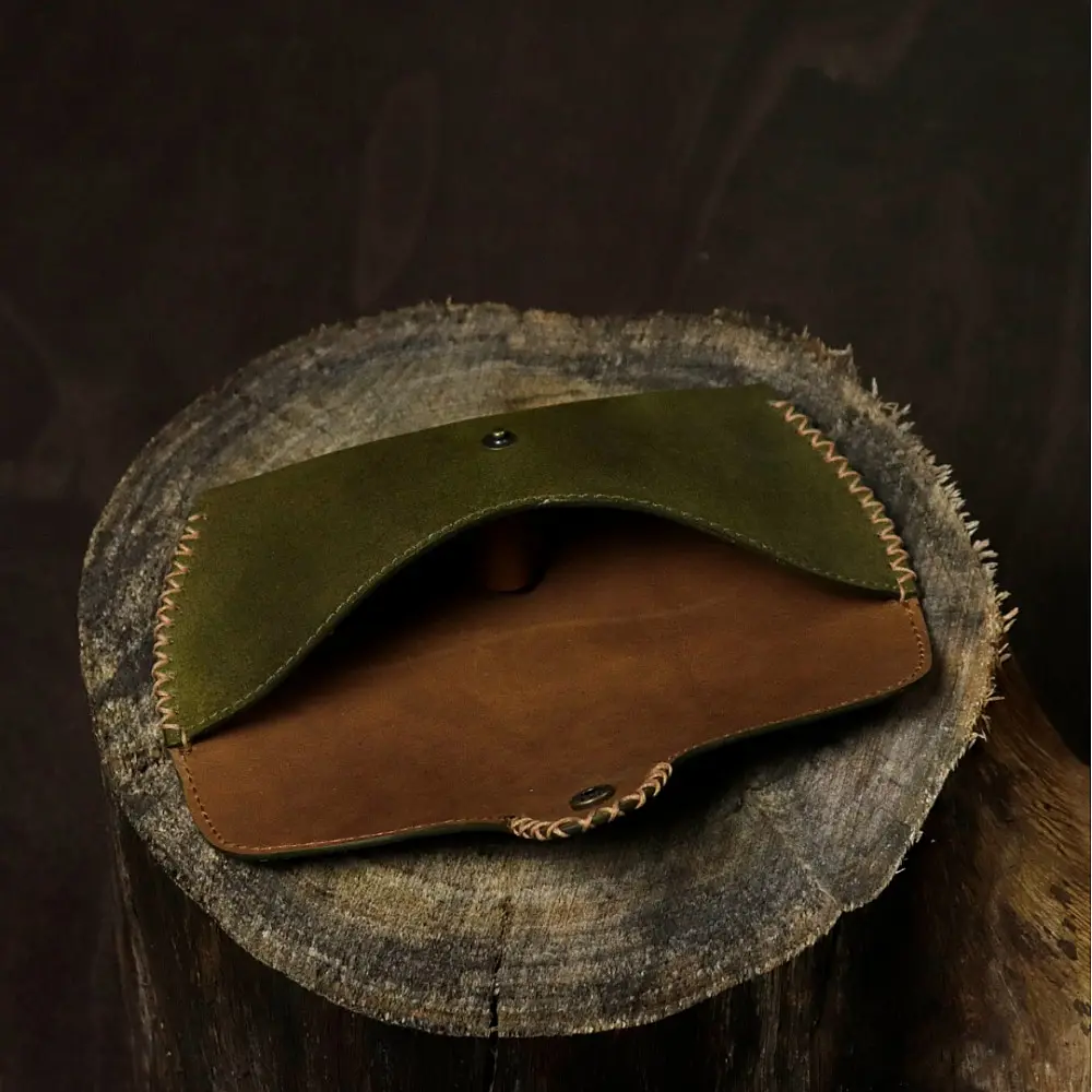 shop Leather ~  Sunglass Case - Olive