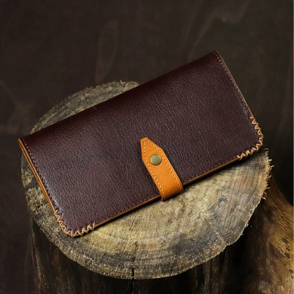 shop Leather ~ Long Wallet - Wine